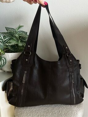 Everyday Dark Brown Faux Leather Tote Handbag